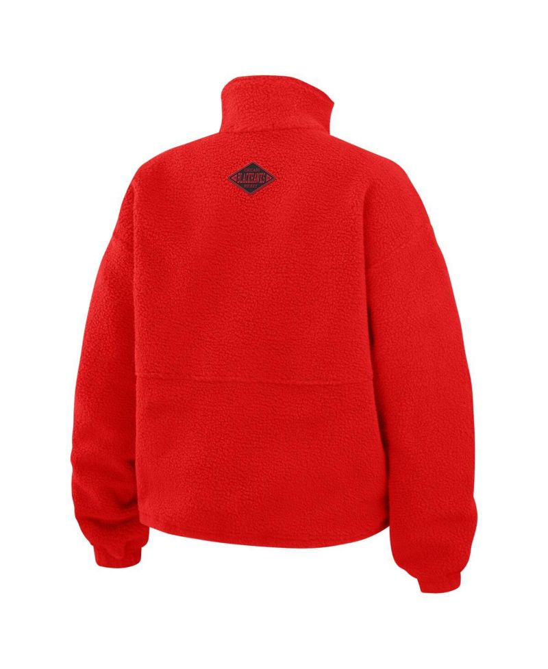 Women's Red Chicago Blackhawks Polar Fleece Half-Zip Jacket