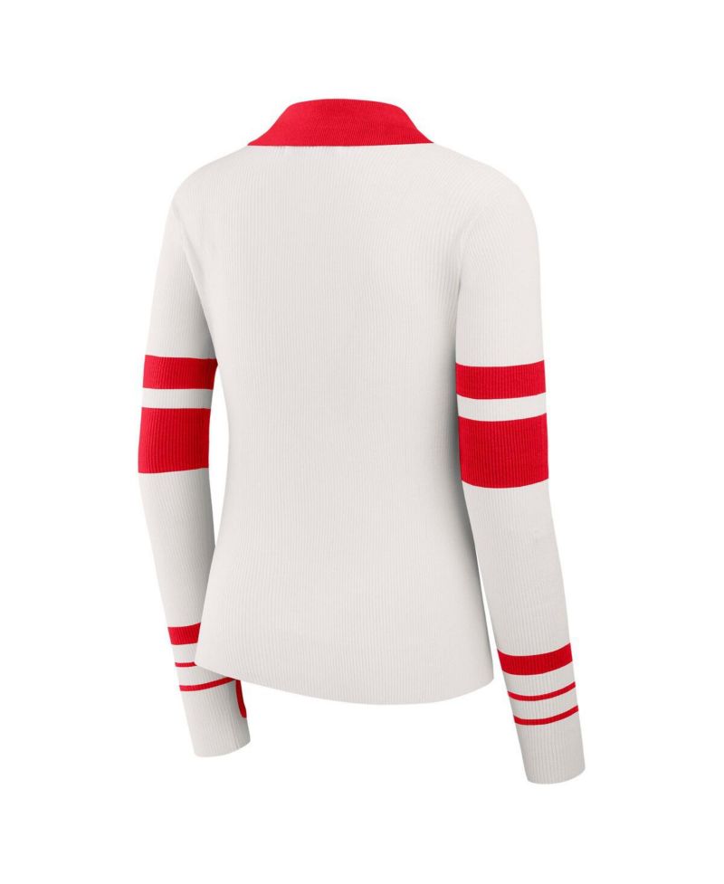 Women's White Kansas City Chiefs Ribbed Henley Polo Shirt