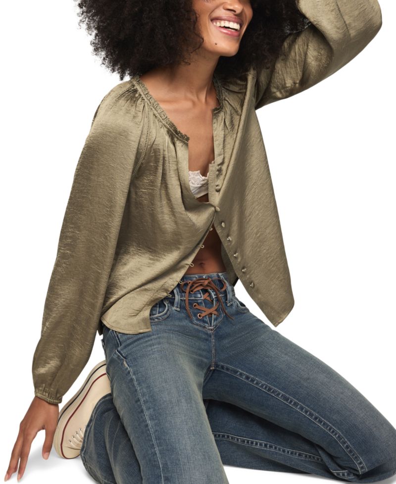 Women's Long-Sleeve Raglan Peasant Top