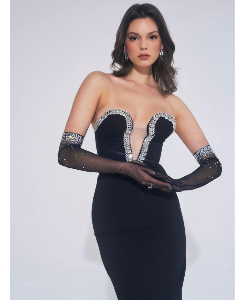 Women's Ivanna Black Crystal Embellished Maxi Dress