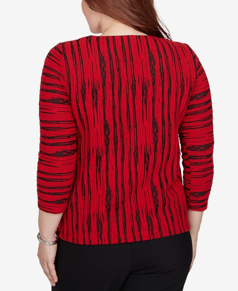 Women's Striped V-Neck 3/4-Sleeve Blouse