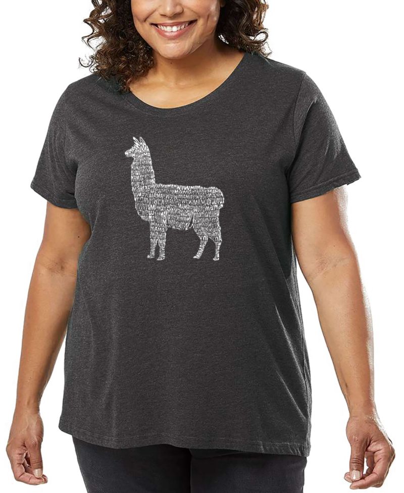 Plus Size Llama Mama Word Art T-Shirt