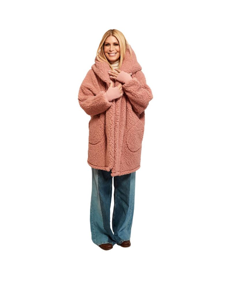 Women's Pink WNBA Breast Cancer Awareness Oversized Hooded Sweater