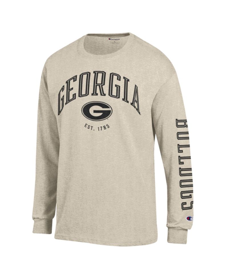 Men's Heather Oatmeal Georgia Bulldogs Neutral Arch Long-Sleeve T-Shirt