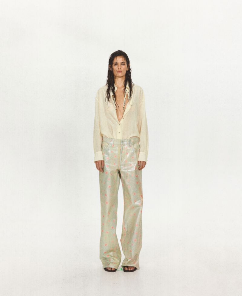 Women's Foil-Printed Straight Mid-Rise Jeans
