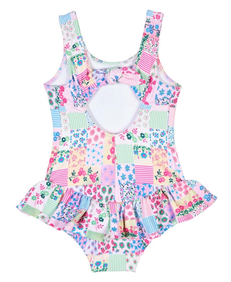 Baby Girl Patchwork Floral Hip Ruffle Swimsuit