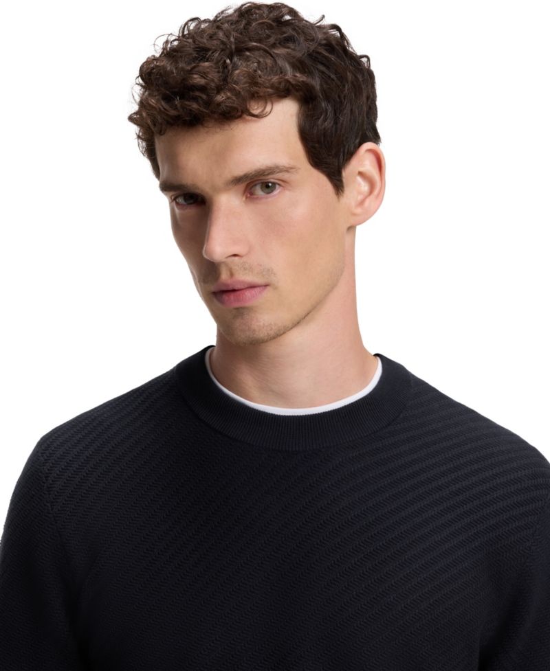 Men's Cotton Diagonal-Knit Regular-Fit Sweater