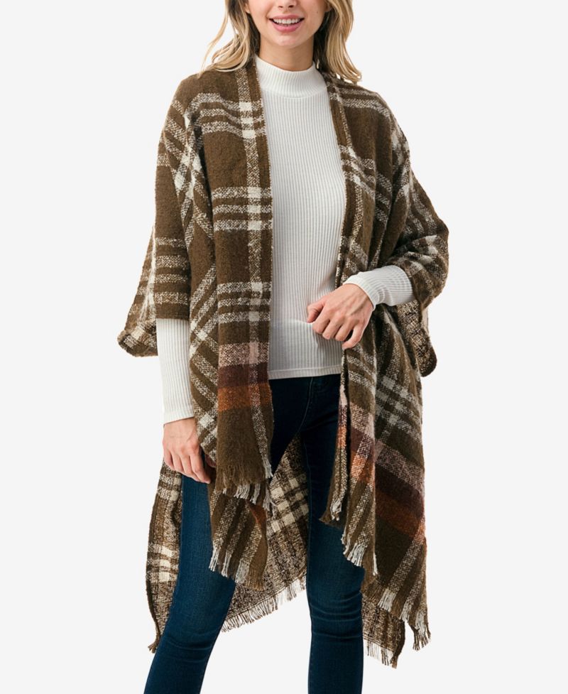 Women's Plaid Poncho