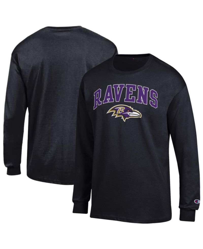 Men's Black Baltimore Ravens Arch Over Logo Long Sleeve T-Shirt