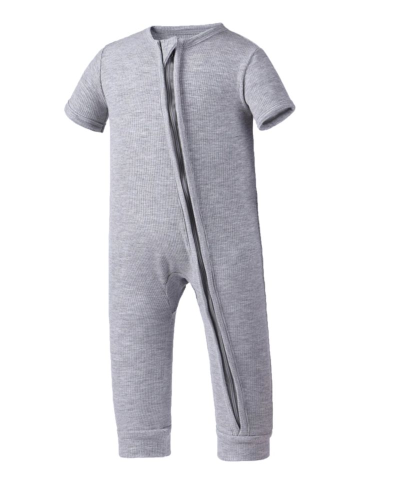 Baby Boys Rayon from Bamboo Ribbed Zip Front Romper