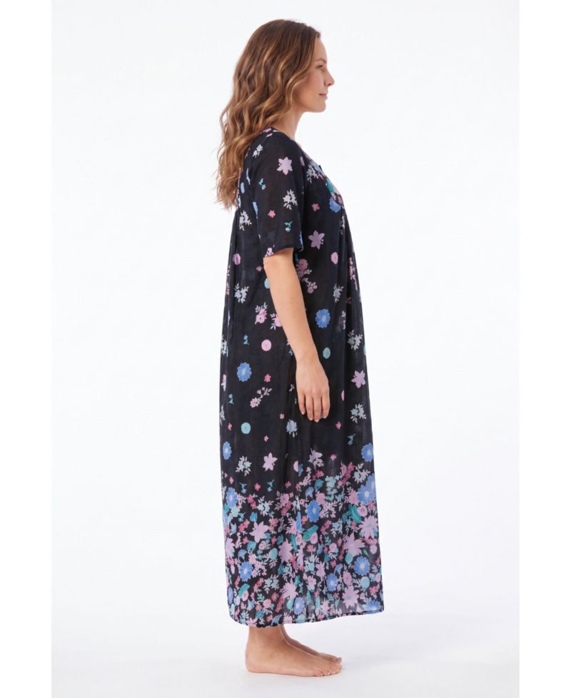 Plus Size Only Necessities Bib-Front Short Sleeve Maxi Lounger