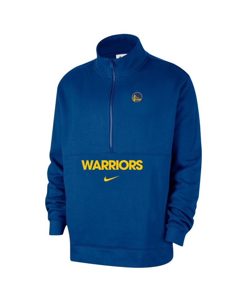 Men's Blue Golden State Warriors Courtside Club Half-Zip Jacket