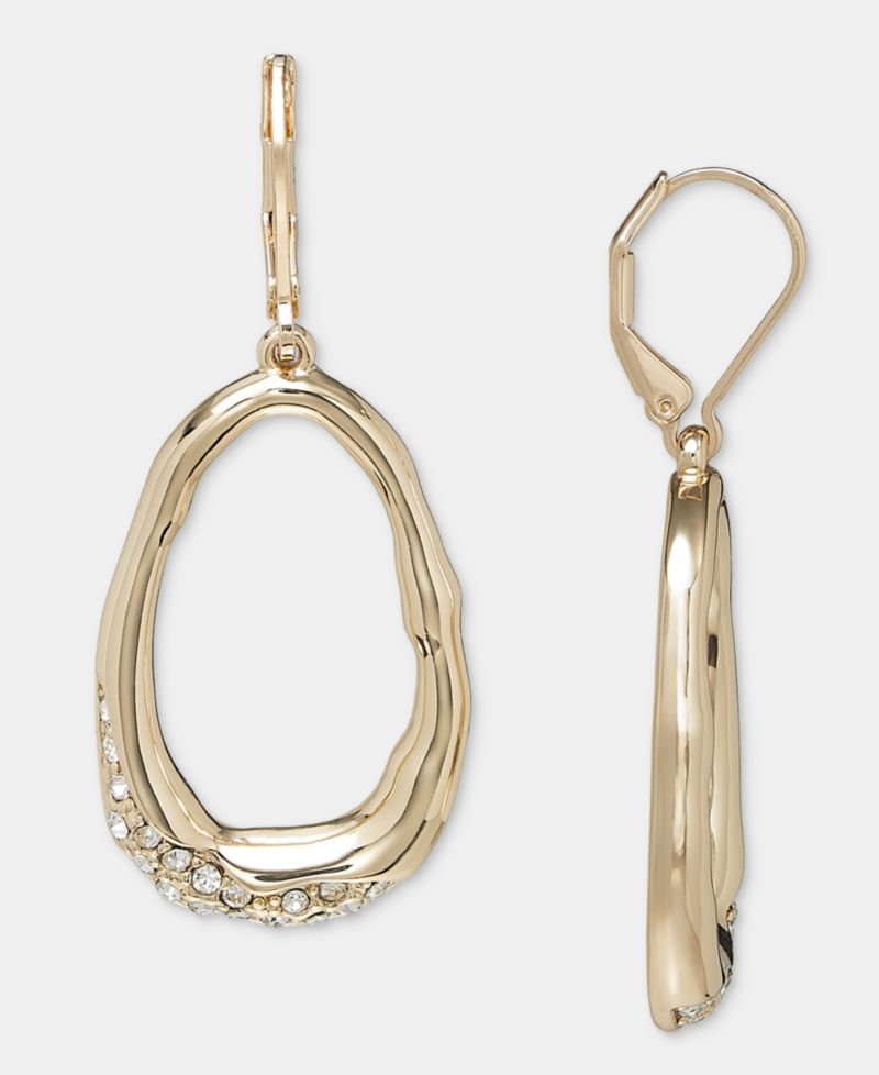 Glass Crystal Oval Drop Earrings