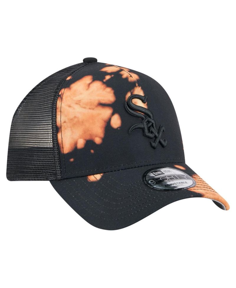 Men's Black Chicago White Sox Bleached A-Frame 9FORTY Adjustable Hat