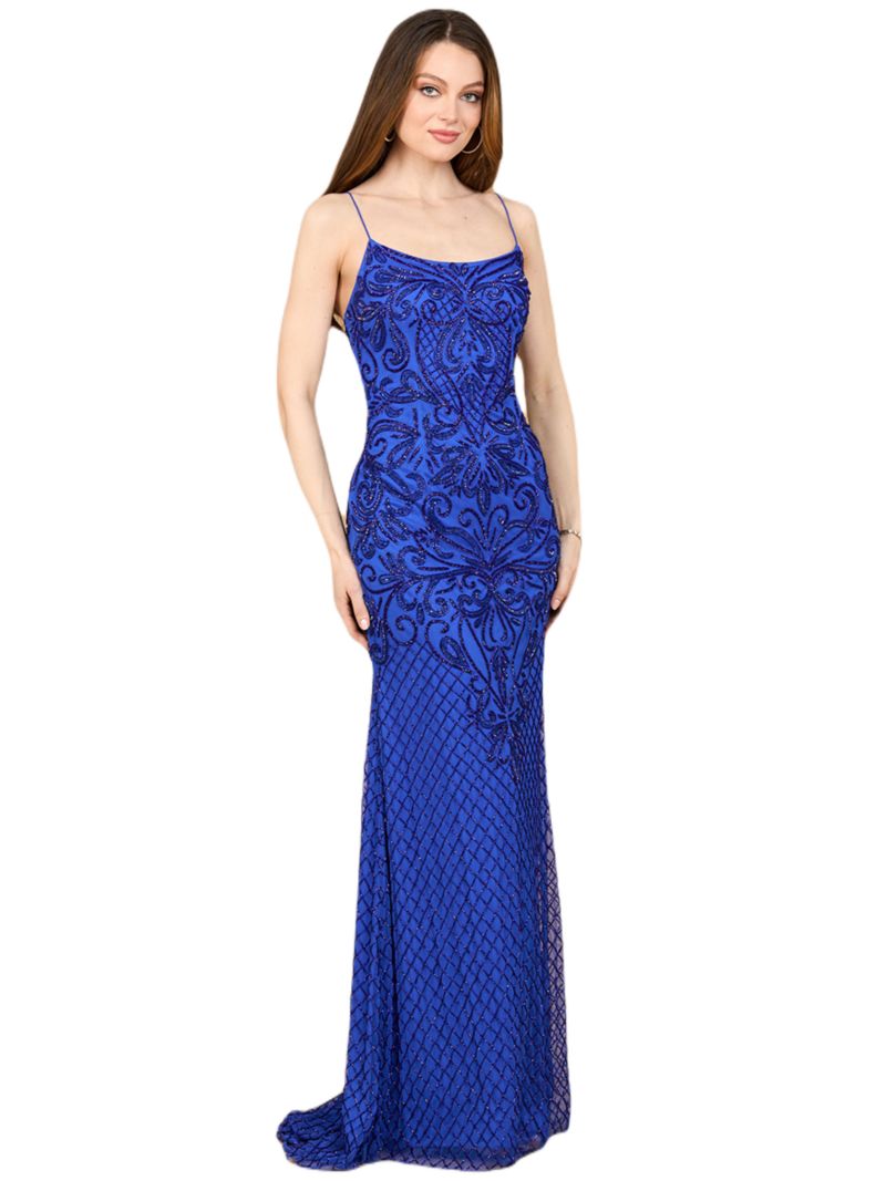 Women's Lace Up Open Back Beaded Dress