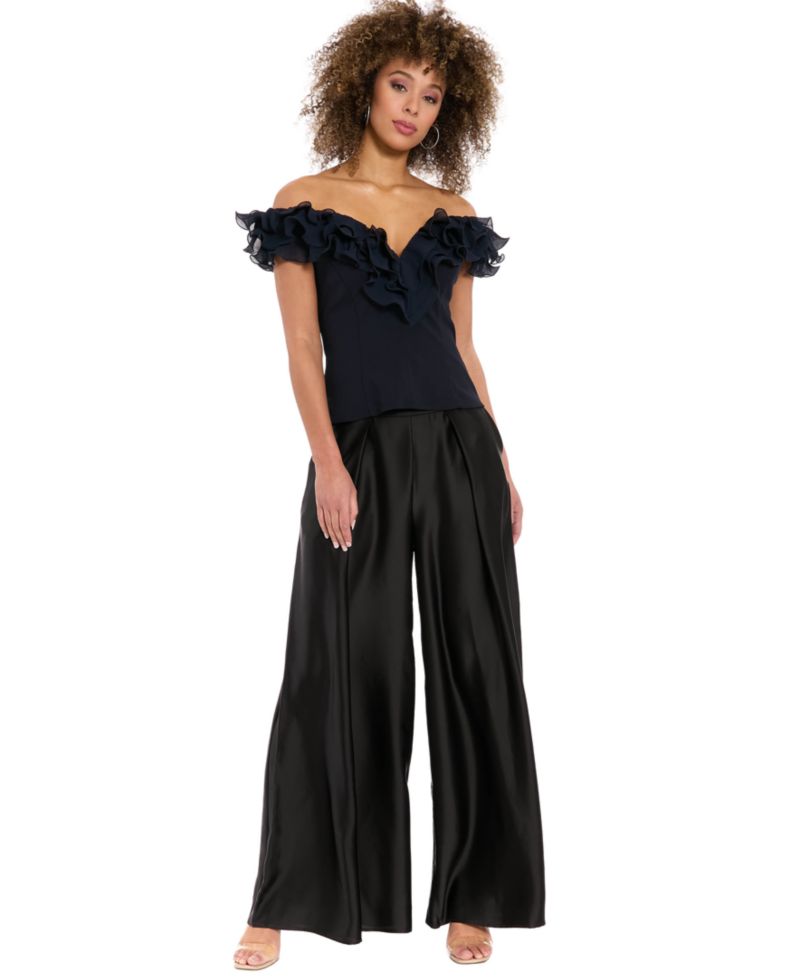 Plus Size Ruffle Organza Off-The-Shoulder Top