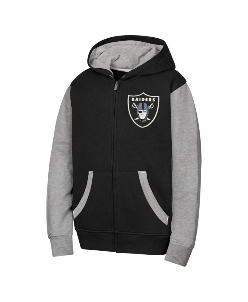 Big Boys and Girls Black Las Vegas Raiders Stadium Color block Full-Zip Hoodie
