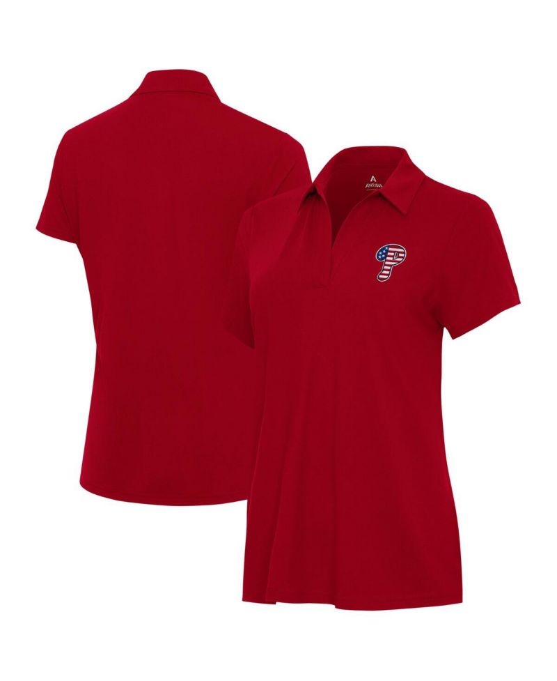 Women's Red Philadelphia Phillies Independence Day Patriotic Logo Era Polo Shirt