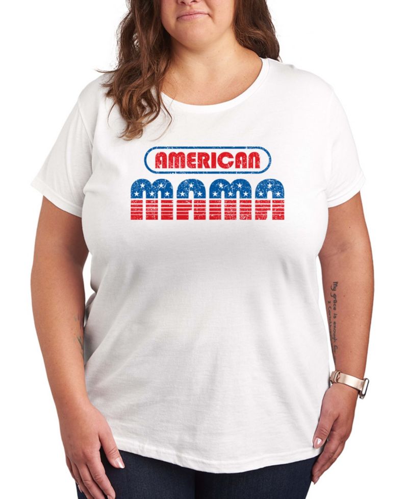 Plus Size Instant Message American Mama Graphic Crewneck T-Shirt