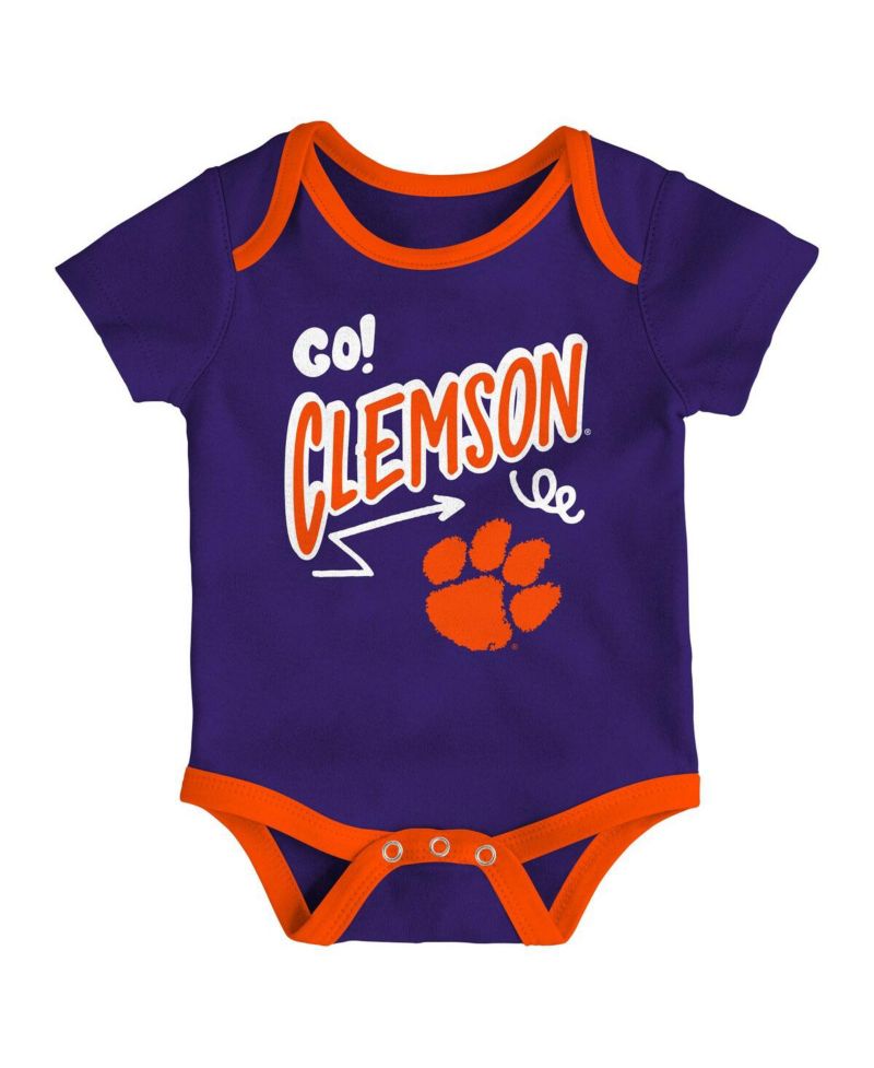 Baby Boys and Girls 3-Pack Clemson Tigers All Day Play Bodysuit Set