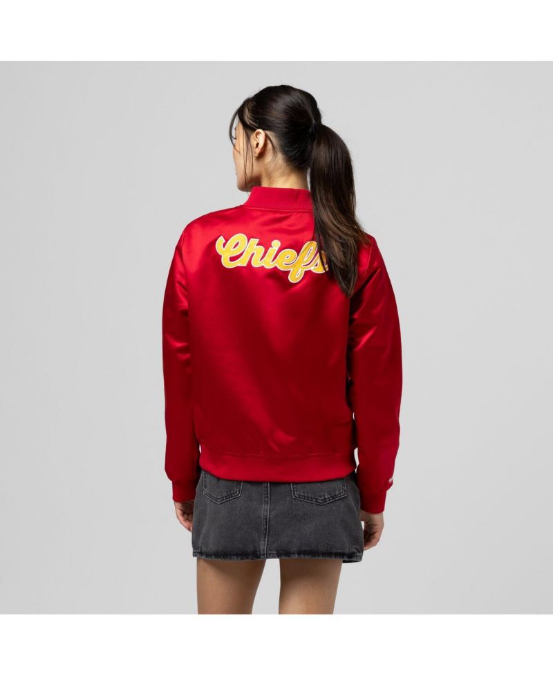 Women's Red Kansas City Chiefs Full-Snap Satin Jacket