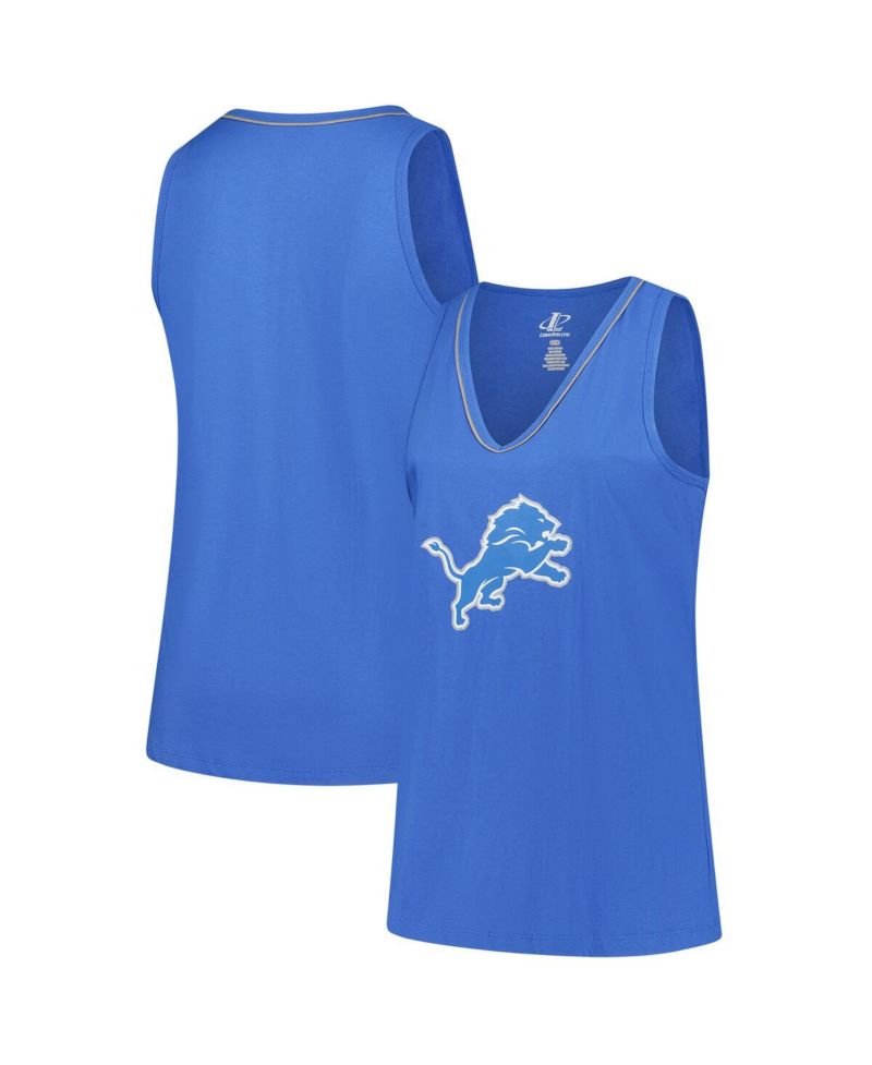 Women's Blue Detroit Lions Plus Size Stellar Win V-Neck Tank Top