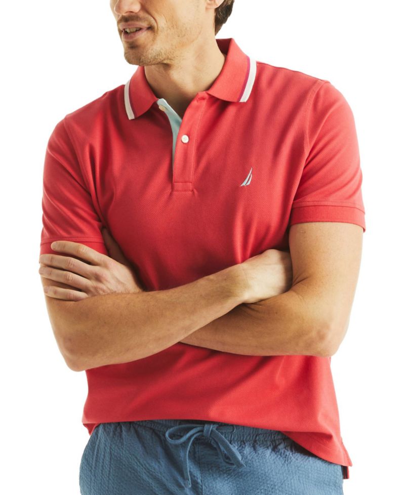 Men's Textured Tipped Collar Polo Shirt