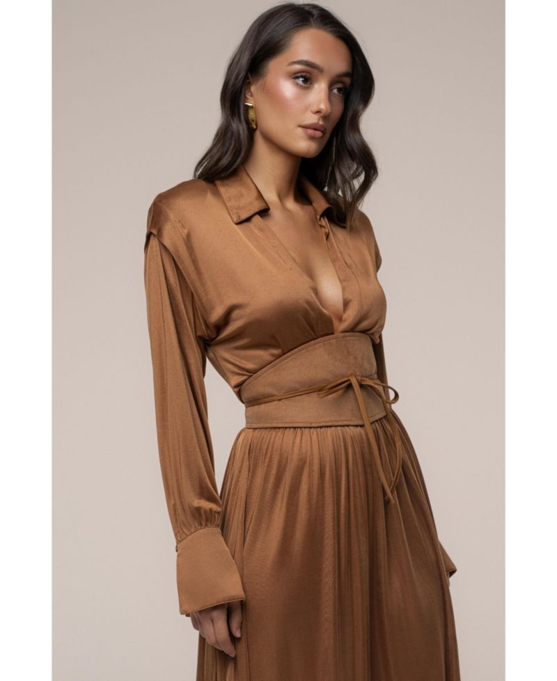 Women's High Line Collar Maxi Dress