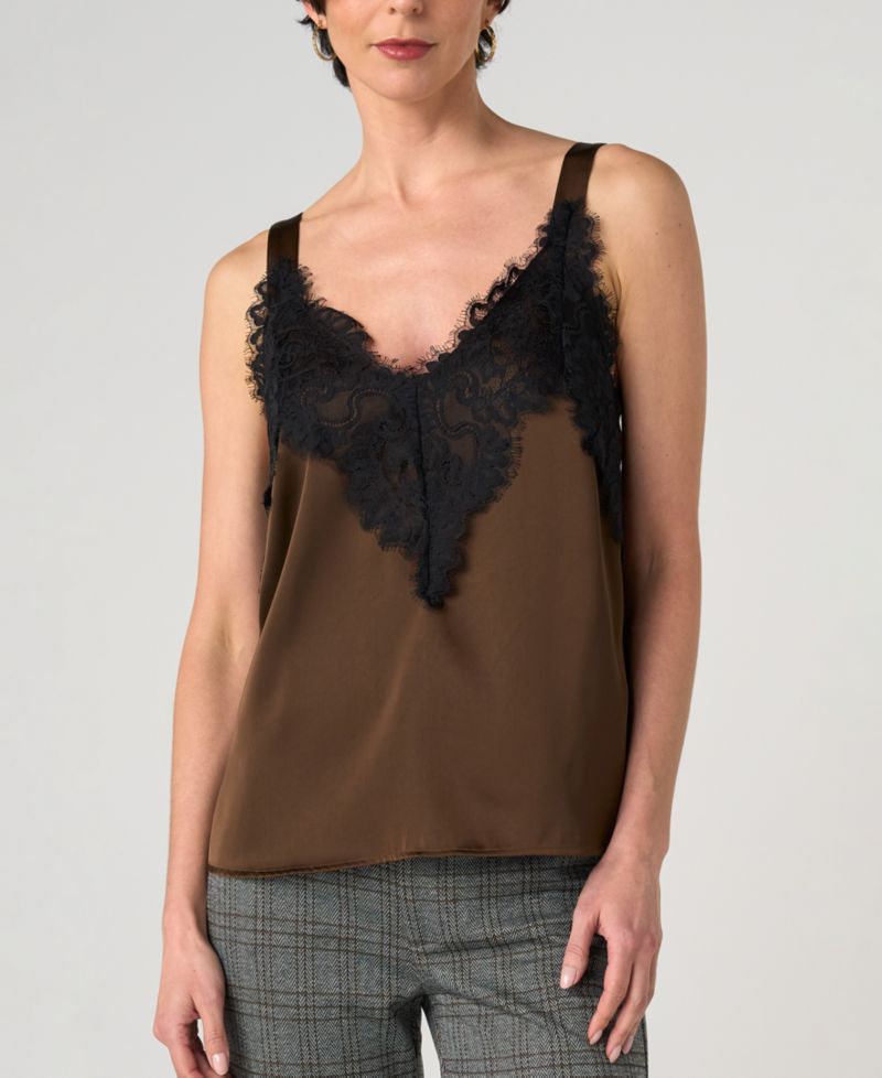 Women's Sleeveless V-Neck Lace-Trim Camisole