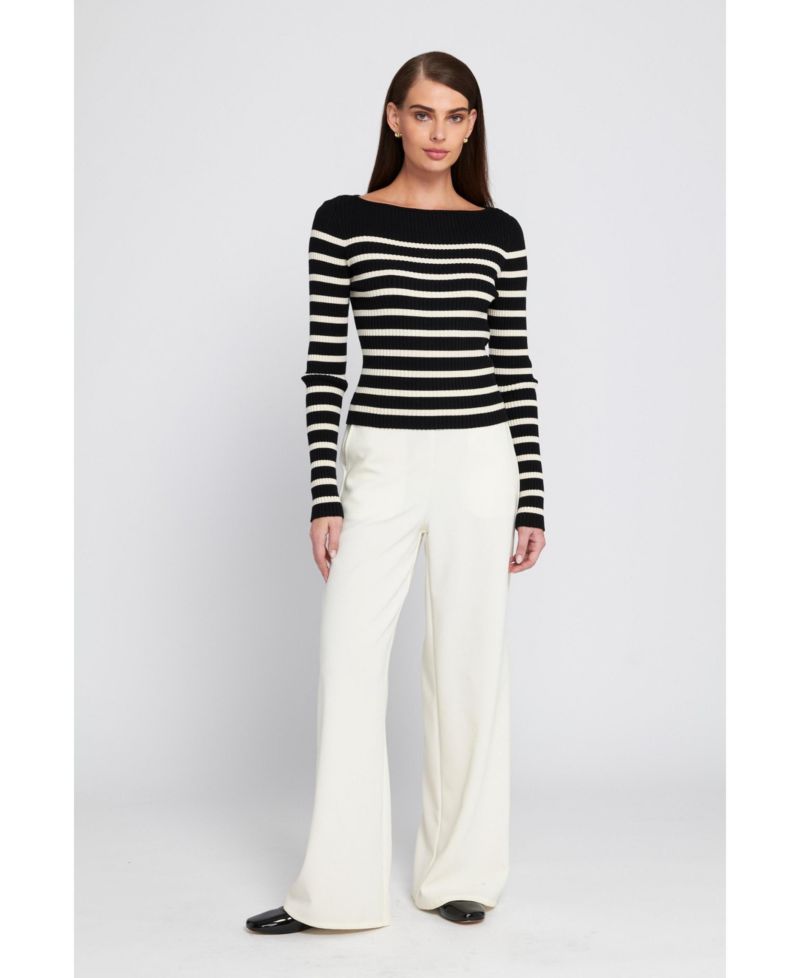 Women's Fine Gauge Light Weight Striped Sweater