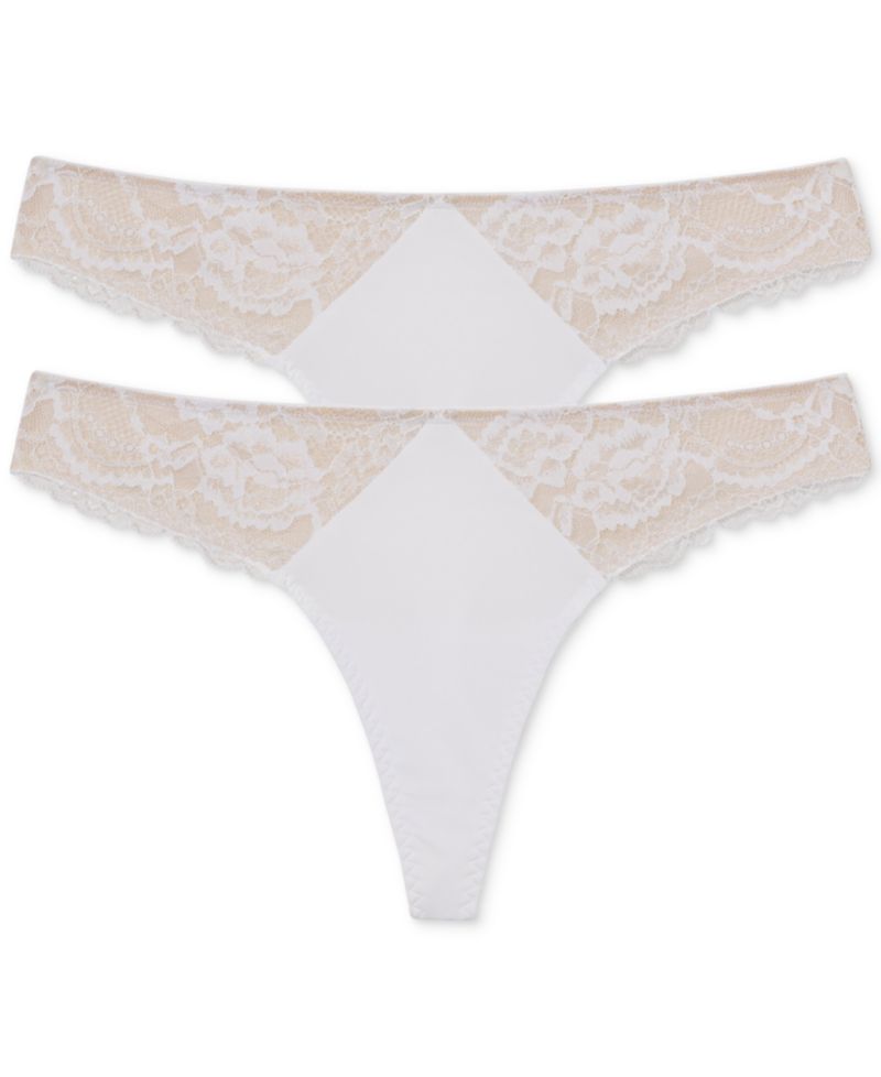 Women's Minx No-Show Comfortable Lace Thong 2 Pack
