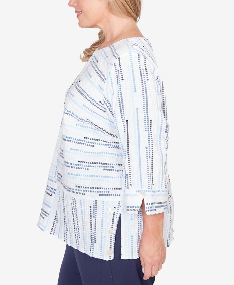 Plus Size Classic Spliced Jacquard Stripe Top