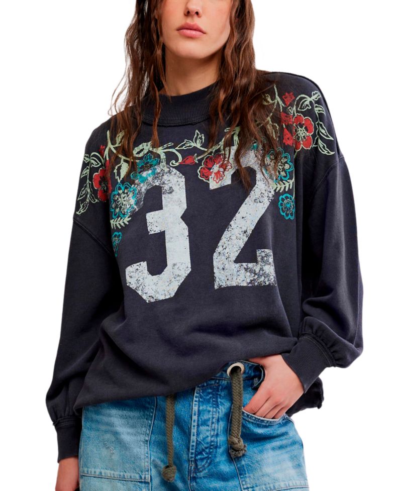 Women's Cotton Slouchy Mock-Neck Sweatshirt