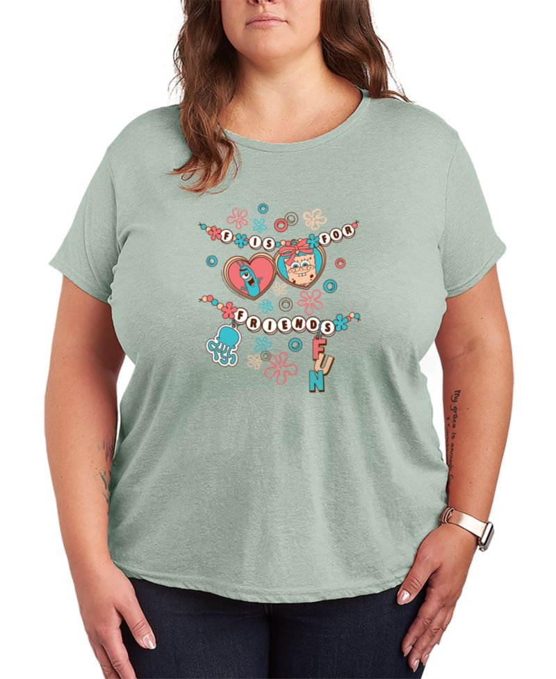 Plus Size SpongeBob SquarePants Fun Friendship Bracelet Graphic T-Shirt