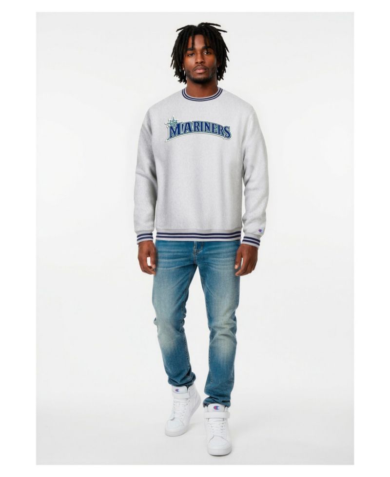 Men's Heather Gray Seattle Mariners Reverse Weave Sweatshirt
