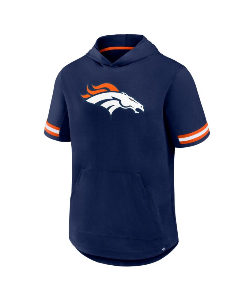 Men's Navy Denver Broncos Optimal Play Short Sleeve Hooded T-Shirt