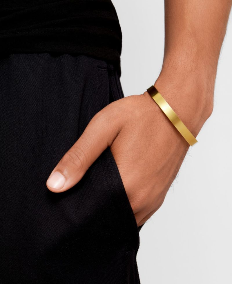 Men's Gold 2-Pc. Dogtag Cuff Bracelet and Necklace Set
