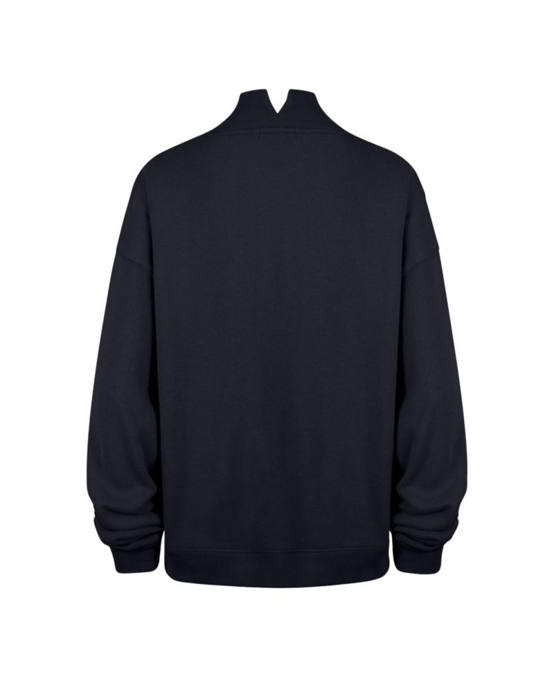 Women's '47 Navy Houston Texans Oversized Vantage Mock Neck Sweatshirt