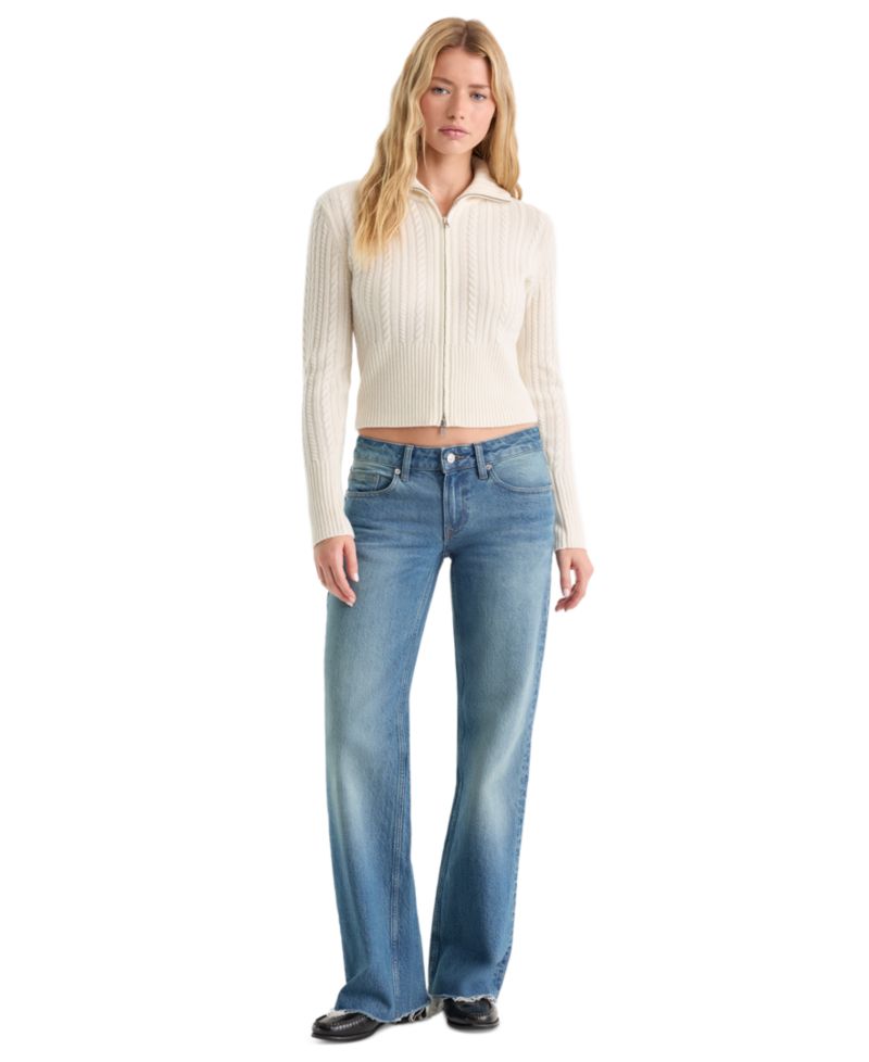 Women's Spread Collar Zip-Front Sweater