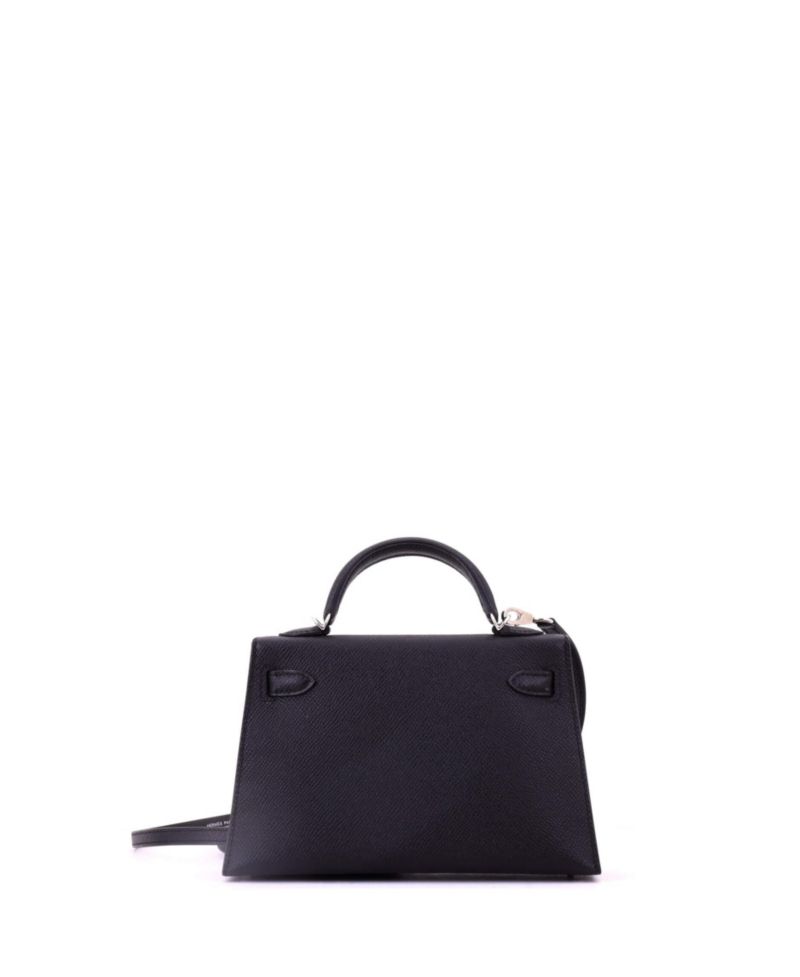 Pre-Owned Hermes Kelly 20 Handbag Black Epsom with Palladium Hardware