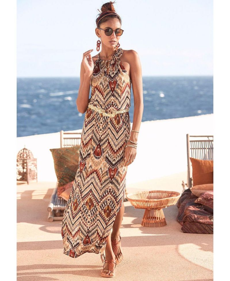 Women's Halter Print Maxi Dress