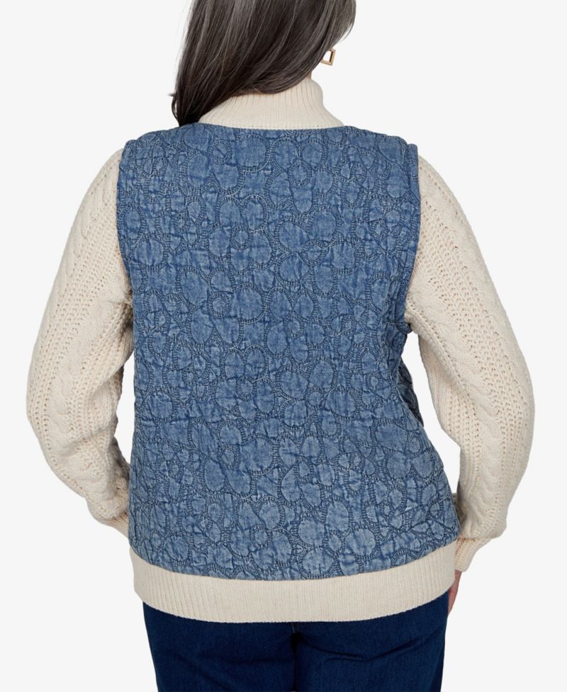 Petite Quilted Cable-Knit Short Jacket