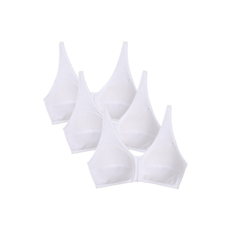 Women's 3-Pack Front-Close Cotton Wireless Bra