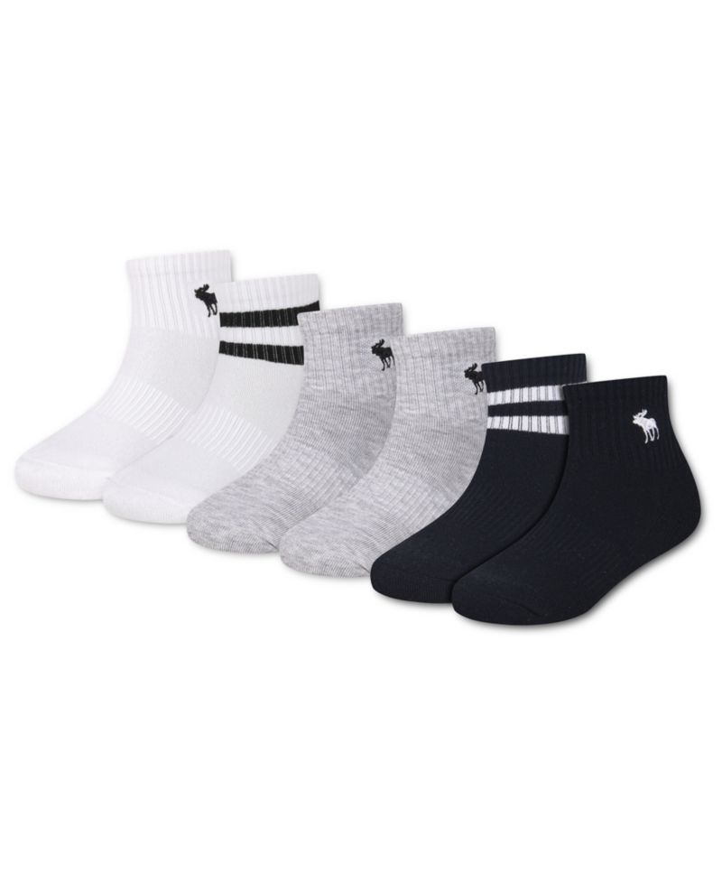 Boys' 5-11 Core Stripe Quarter Socks, 6-Pack