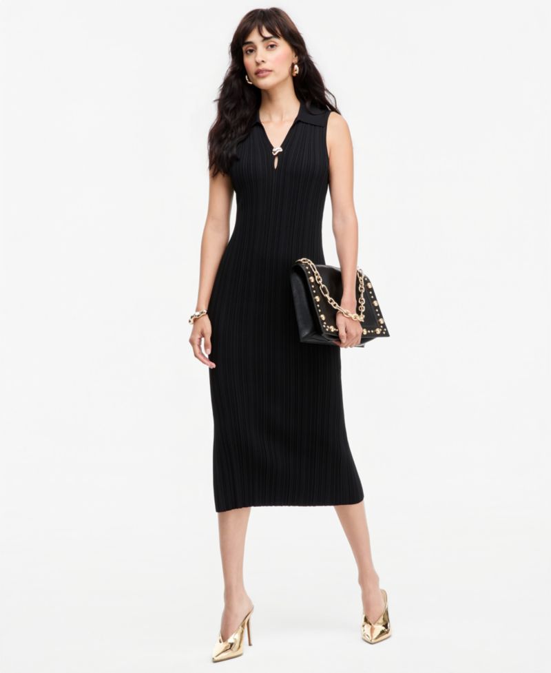 Women's Ribbed-Knit Body-Con Sleeveless Sweater Dress