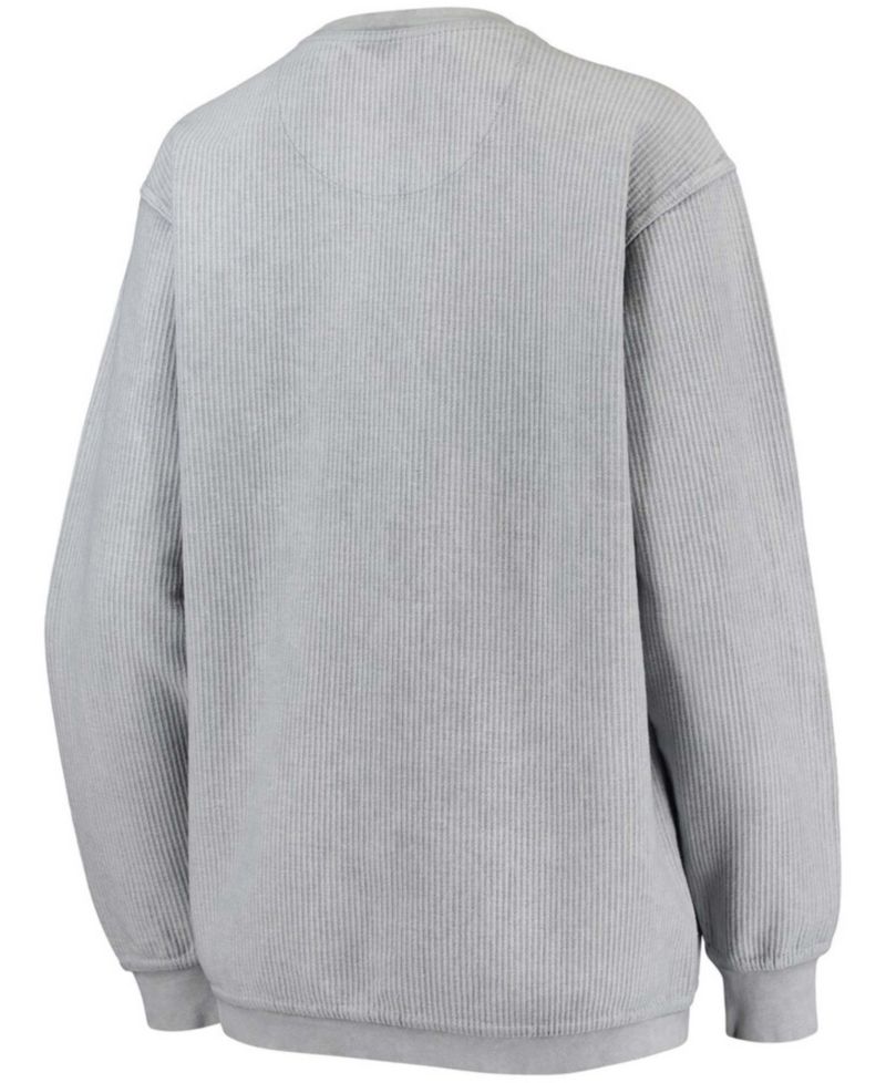 Women's Gray Michigan State Spartans Comfy Cord Vintage-Like Wash Basic Arch Pullover Sweatshirt