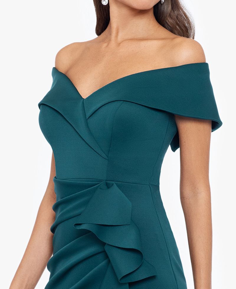 Women's Scuba Off-The-Shoulder Gown