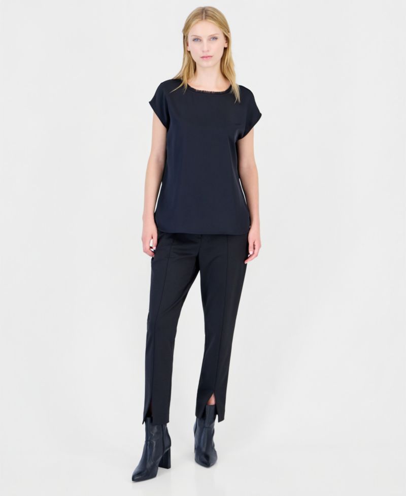ASL Petite Fringe Satin Blouse