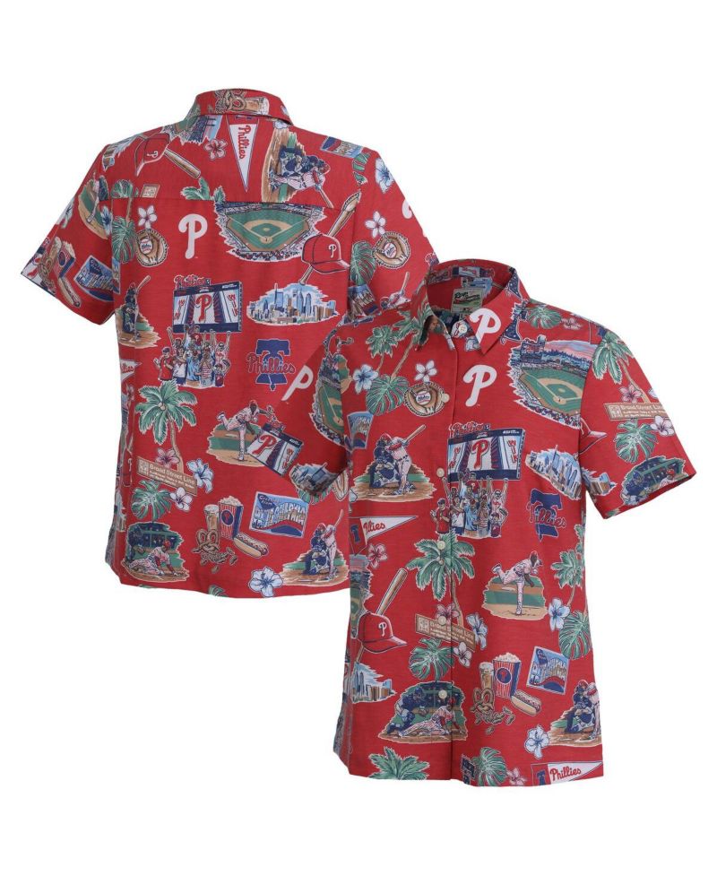 Women's Red Philadelphia Phillies Scenic Button-Up Top