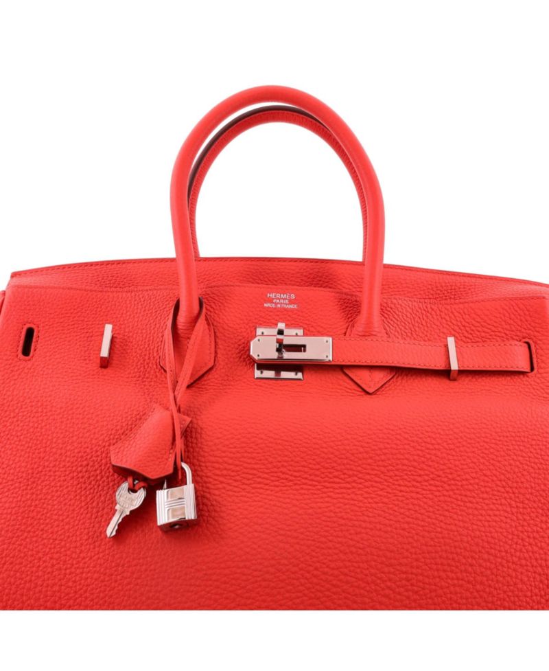 Birkin 35 Handbag Orange Togo with Palladium Hardware